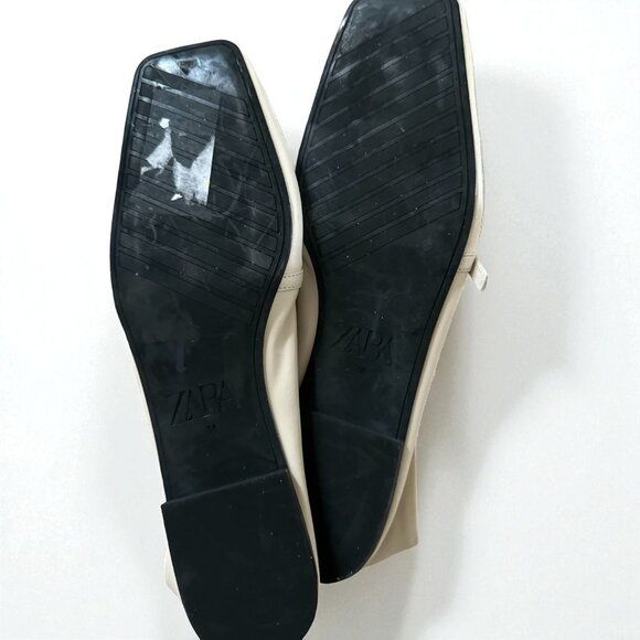 Zara White Leather Flats | Size 38 | New (No Tags) | Made in Turkey - Picture 6 of 11